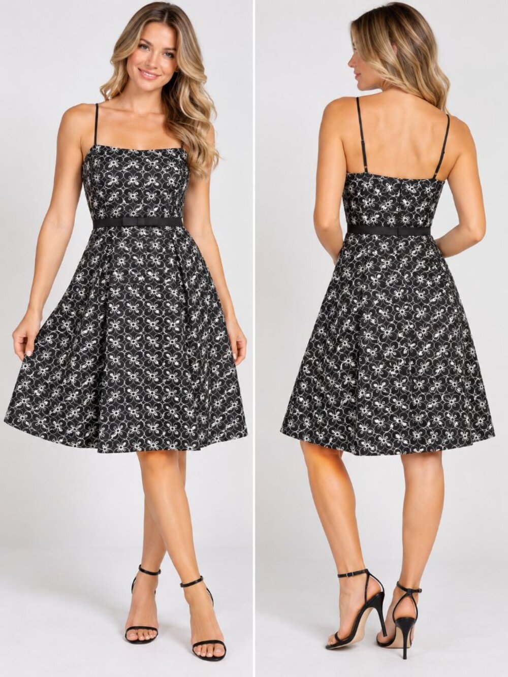 NWT ABS by Allen Schwartz Black Floral Embroidered Sundress Size 4